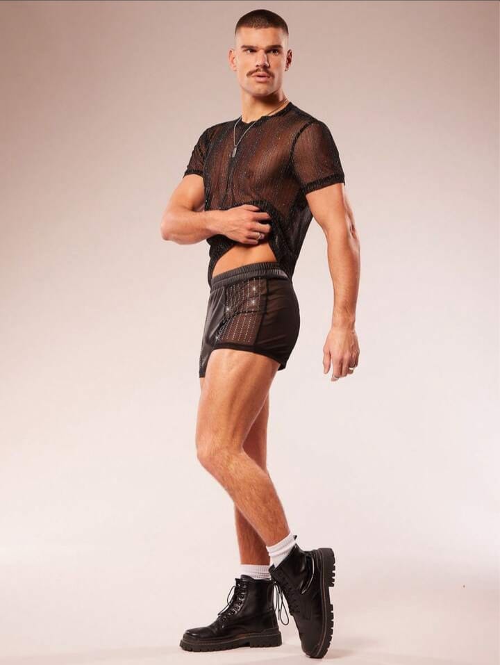 Men's Mesh & PU Rhinestone Embellished Casual Night shoot